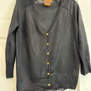 Tory Burch sheer metallic 3/4 sleeve cardigan - size S